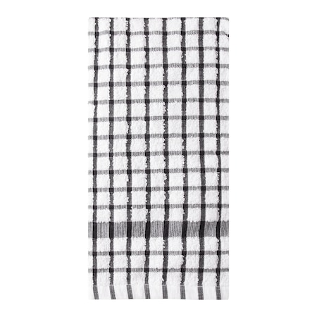 Ritz Concepts Coordinate Check Kitchen Towel 100% Cotton Terry White/Black, PK12 10814